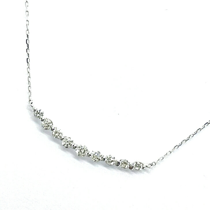 ダイヤネックレス　K18WG　0.20ct　【中古】 ホワイトゴールド　ダイヤモンドネックレス　ラインネックレス　プレゼント　ギフト　レディース　送料無料｜グランジェミー