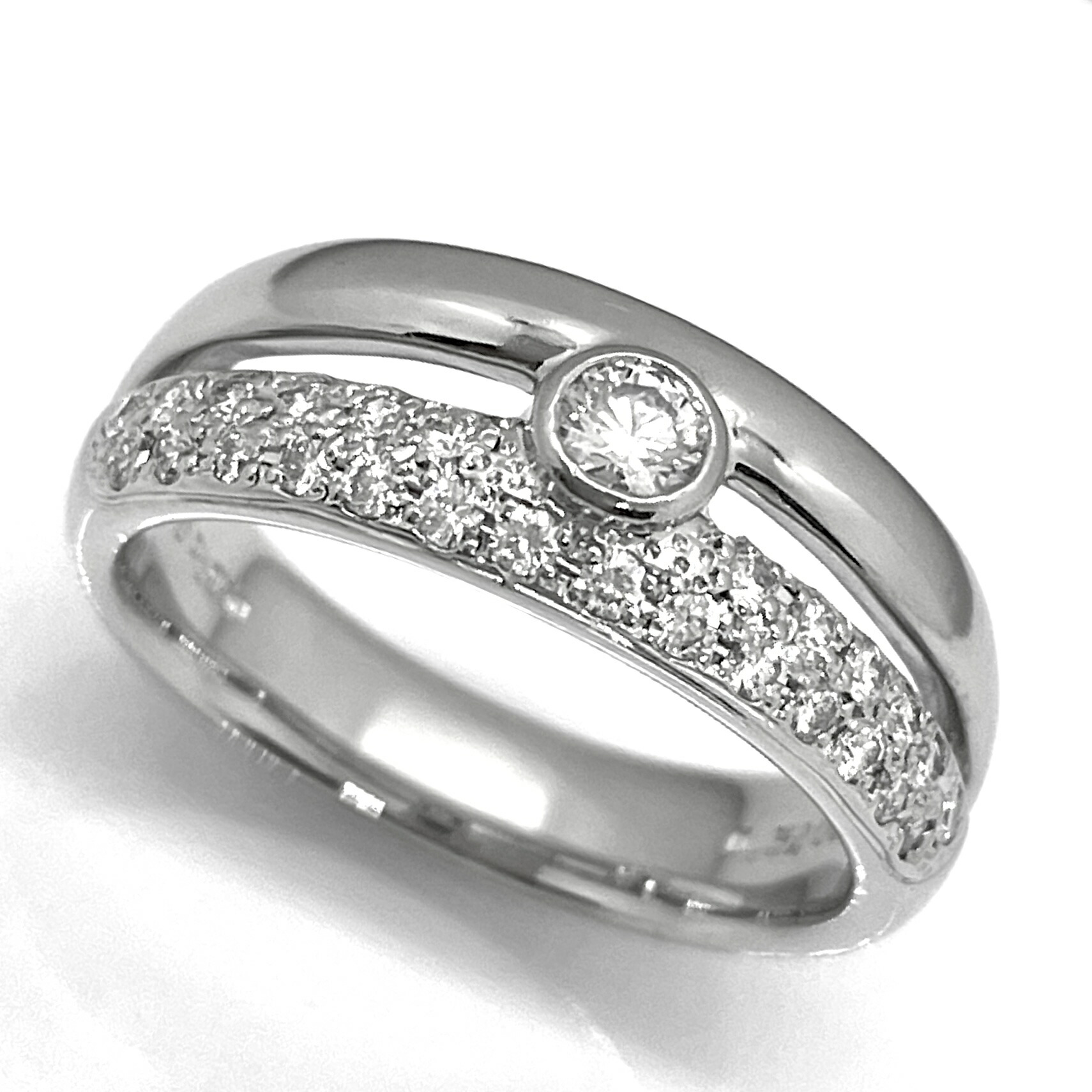 11/美品 ミキモト Pt950 ダイヤ計0.26ct リング 指輪 MIKIMOTO ミキモト ウォーターオパールダイヤリング#11 Aランク