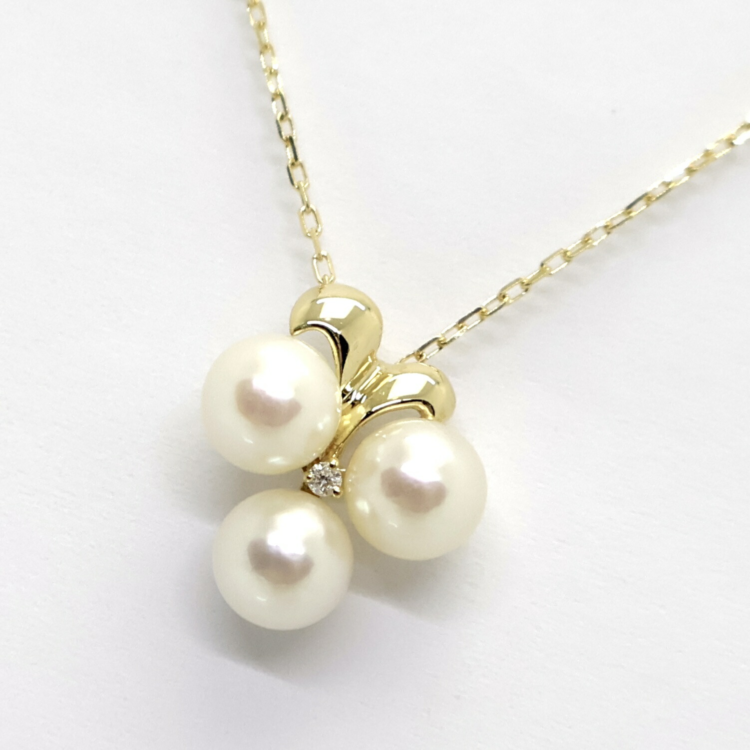 MIKIMOTO / ミキモト　パール ダイヤ ネックレス　K18YG　約6.3mm 【中古】 アコヤ真珠　プレゼント　ペンダント｜グランジェミー