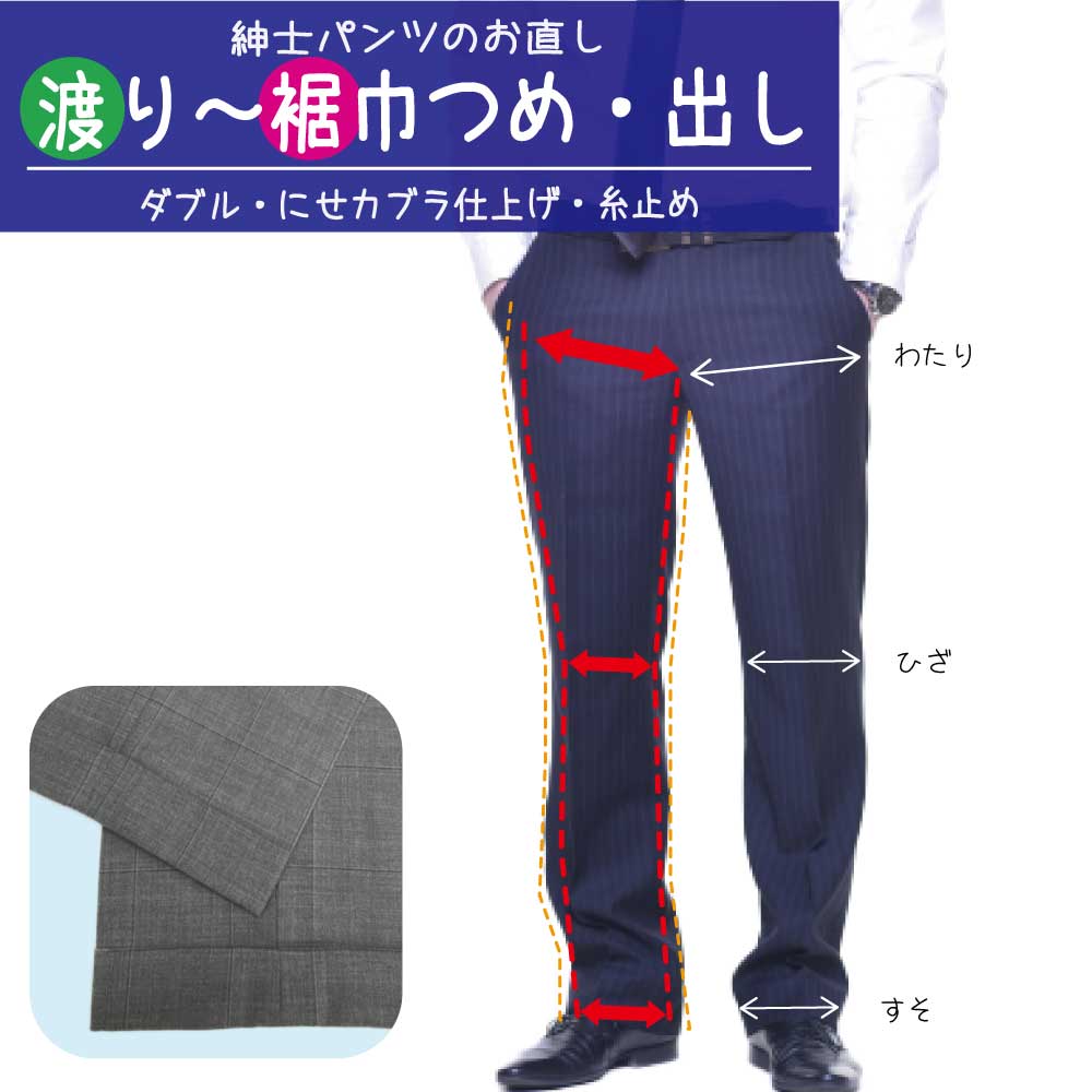 【楽天市場】【渡り～裾巾つめ 出し／ダブル・にせカブラ仕上げ・糸止め】 紳士パンツ 裾上げ済みスラックス メンズ ズボン