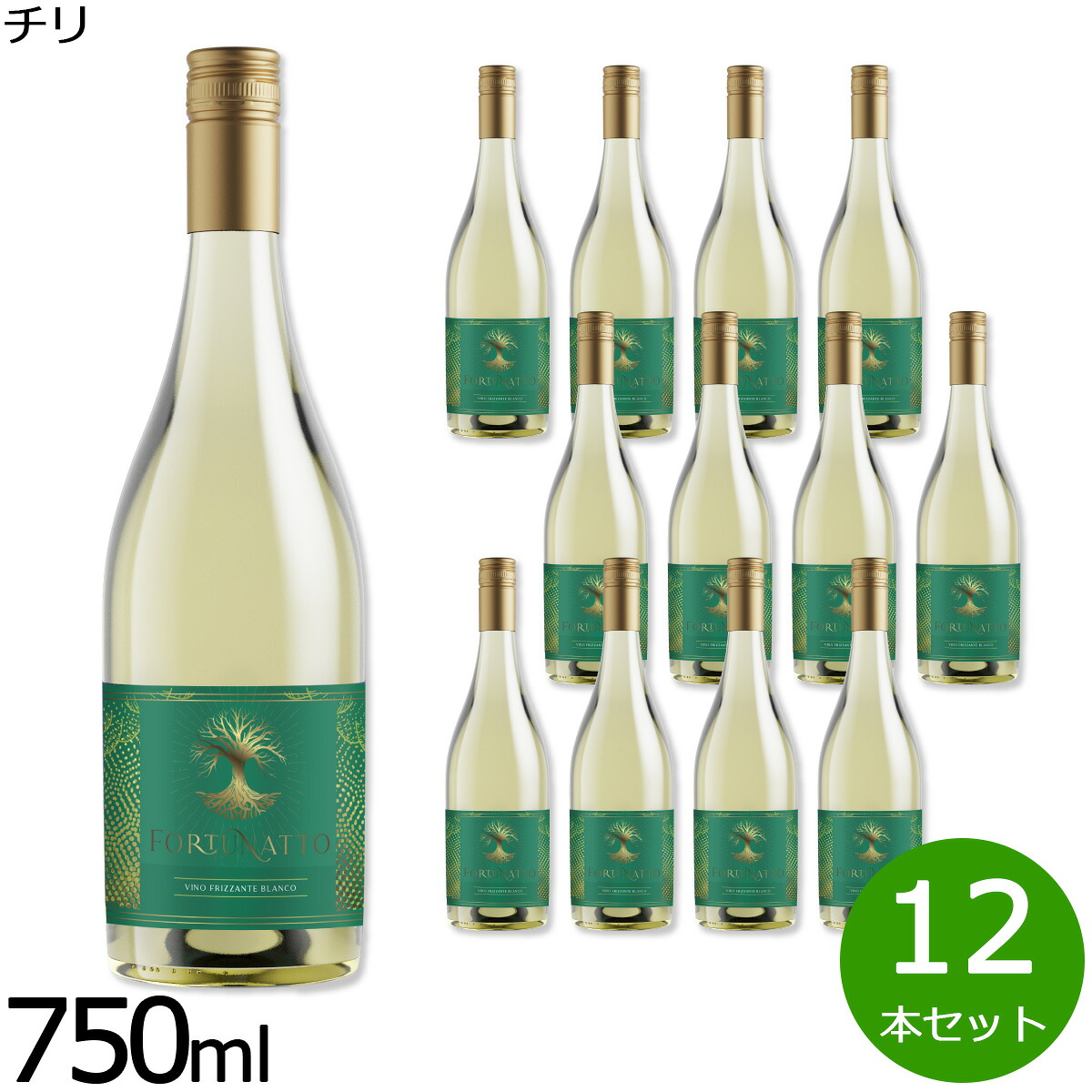 【店内ポイント最大54倍！本日限定！】フォルトゥナート ヴィノ フリッツァンテ ブランコ チリ産 辛口 白ワイン 金賞 メダル 750ml×12本 13,012円