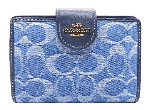 【コーチ紙袋付き ギフト包装無料】コーチ 財布 COACH デニム シグネチャー レザー 二つ折り財布 CDF-12 IMTYV COACH【2026 新作 新品】【COACH コーチ】【サイフ さいふ 財布】【COACH ブランド サイフ】【楽ギフ_包装】【コンビニ受取対応商品】