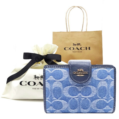 【コーチ紙袋付き ギフト包装無料】コーチ 財布 COACH デニム シグネチャー レザー 二つ折り財布 CDF-12 IMTYV COACH【2026 新作 新品】【COACH コーチ】【サイフ さいふ 財布】【COACH ブランド サイフ】【楽ギフ_包装】【コンビニ受取対応商品】