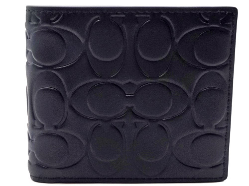 【コーチ紙袋付き 直営店同様 ギフト包装無料】コーチ 財布 COACH メンズ財布 シグネチャー カーフレザー 二つ折り財布 コインケース付き CX-139 QB/BK ブラック ブランド サイフ【新作モデル】【コ−チ財布】【COACH財布】【サイフ さいふ】【楽ギフ_包装】|入手困難品!ブランドグランセラー
