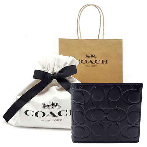 【コーチ紙袋付き 直営店同様 ギフト包装無料】コーチ 財布 COACH メンズ財布 シグネチャー カーフレザー 二つ折り財布 コインケース付き CX-139 QB/BK ブラック ブランド サイフ【新作モデル】【コ&minus;チ財布】【COACH財布】【サイフ さいふ】【楽ギフ_包装】｜入手困難品！ブランドグランセラー