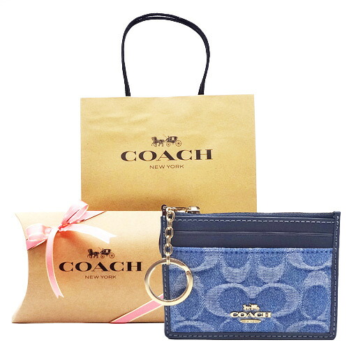 【コーチ箱 紙袋付き ギフト包装無料】COACH コーチ コインケース パスケース 小銭 定期 デニム シグネチャー レザー CDF-94 IMTYV【2026 新作モデル・新品】【COACH コーチ】【楽ギフ_包装】【コンビニ受取対応商品】