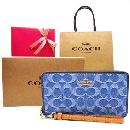 【コーチ箱 紙袋付 ギフト包装無料】コーチ 財布 COACH 長財布 デニム シグネチャー アコーディオン長財布 CDE-93 IMTYV デニムネイビー COACH【2026 新作 新品 限定モデル】【COACH コーチ サイフ 財布】【ブランド サイフ 】【楽ギフ_包装】【コンビニ受取対応商品】