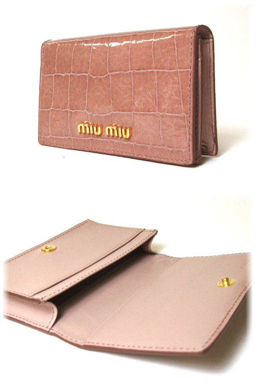 【楽天市場】ミュウミュウカードケース（名刺入れ） MIUMIU クロコ型押しレザー 5M1122 ST.COCCO LUX ピンク