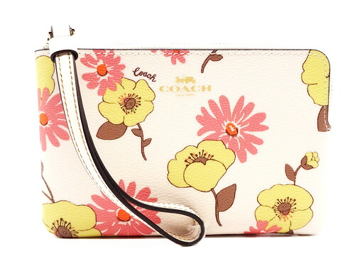 【コーチ箱 紙袋付き ギフト包装無料】COACH コーチ ポーチ フローラル プリント コーナージップ リストレット 小物入れ CH-647 IMCAH ホワイト【新作モデル・新品】【COACH コーチ】【楽ギフ_包装】【コンビニ受取対応商品】