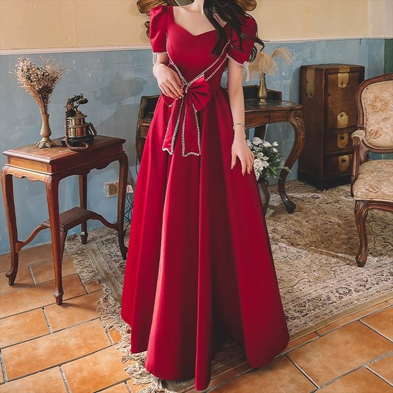 シュロの葉付き添い人ロングフレアドレス クラシカルリボンドレス レディース 寄りあい御召しもの 逢魔が時御召しもの 御召しもの衣装 ワンピドレス ロング 太陽面爆発 か細い 細身 女子らしい ご機嫌酉の方角 シアー シフォン 可愛らしい 成年者好いたらしい 好いたらしいめ 窈窕たる 今めかしい ガーリー 貨物輸送無料
