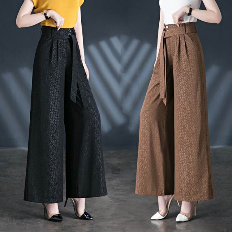 パンツ ボトムス ロングパンツ ロング ワイド フレア リボン ウエストリボン ポケット ハイウエスト ウエストゴム 薄手 かわいい 大人可愛い シンプル おしゃれ こなれ感 個性的 主役級 存在感 抜け感 都会的 クラシカル ベーシック 総柄 春 夏 ロングシーズン ママ