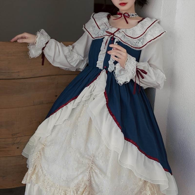 レディース ワンピース ミディアム 長袖 ラウンドネック レース フリル 大人可愛い きれいめ おしゃれ かっこいい ラフ ガーリー クール フォーマル ロリータ プリンセス 無地 春 秋 ハロウィン 通勤 デート お出かけ お泊まり パーティー イベント レストラン 公園 11,307円
