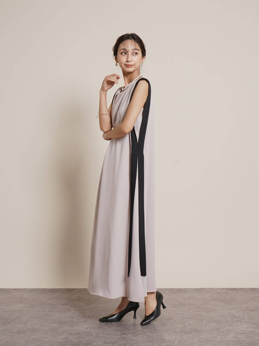 FENNEL フェンネル バイカラーAラインワンピース フェミニン バイ