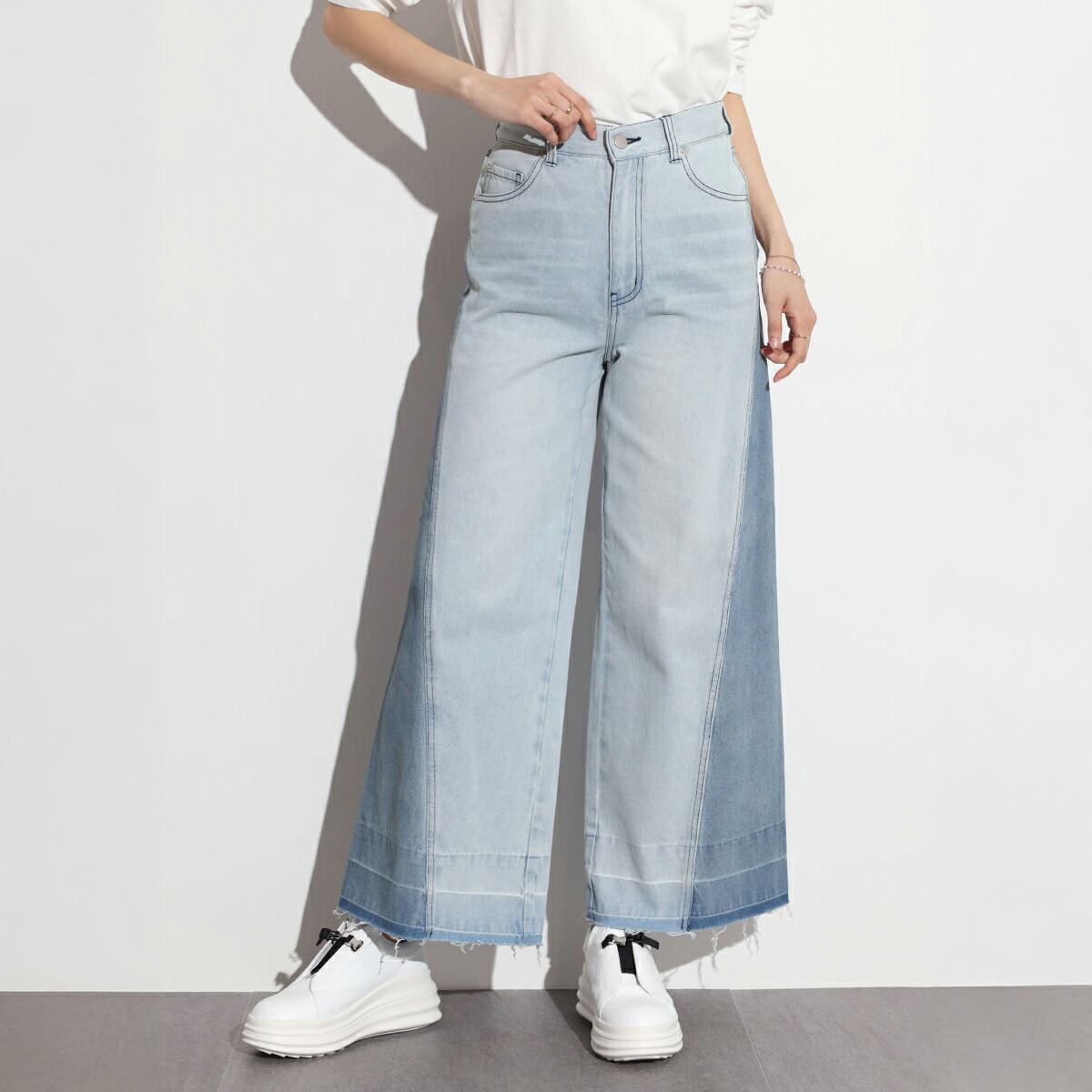 【500円OFFクーポン&P10倍】【SCOTCLUB スコットクラブ】サイドブリーチラインデニムワイドパンツ パンツ デニムパンツ イージーパンツ リメイクライク シーズンレス レディース 大人 カジュアル 綿100% ウォッシャブル ヴィンテージライク|YAMADAYA STORE