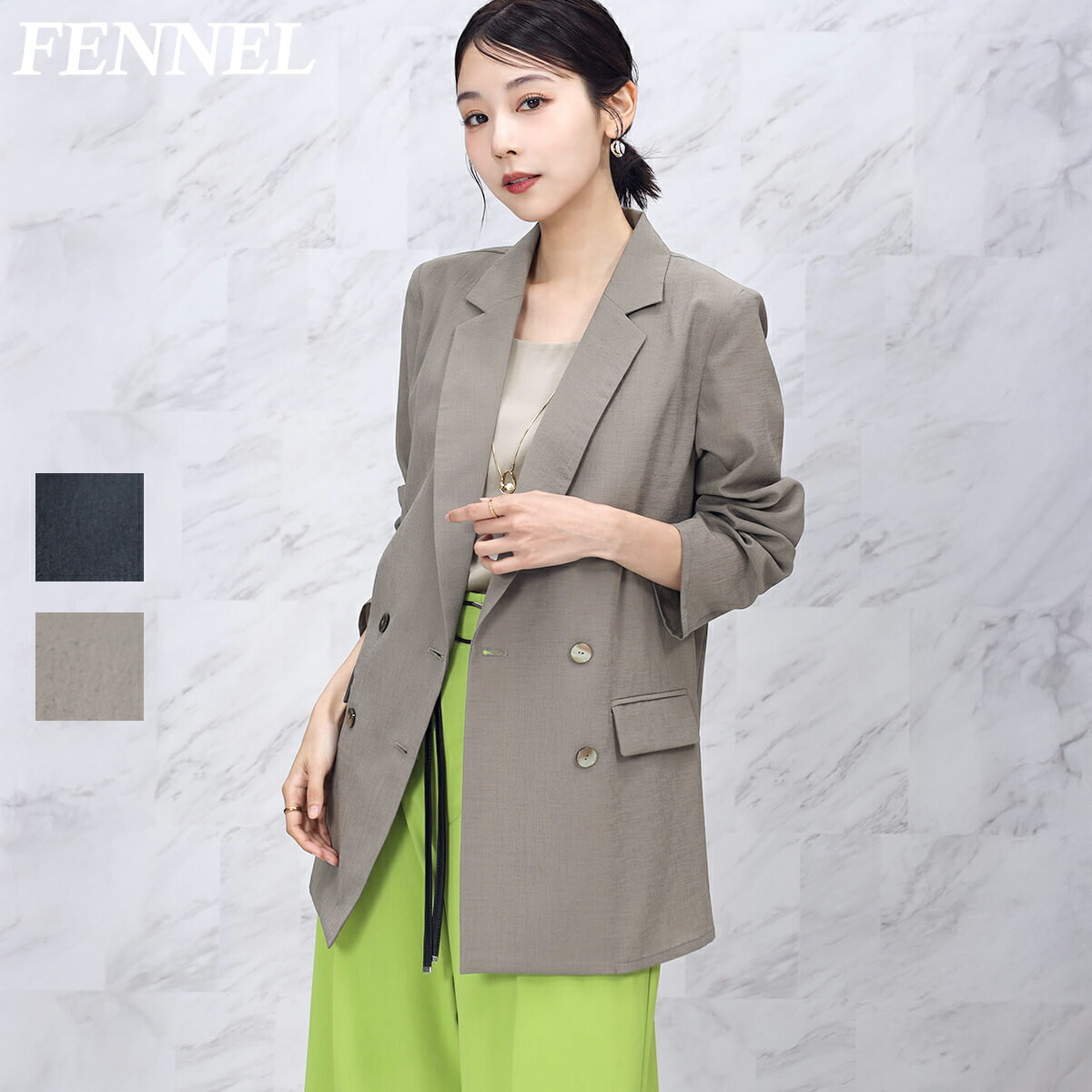 【500円OFFクーポン&P10倍】【FENNEL フェンネル】テーラーシアージャケット ジャケット レディース ダブルジャケット 高品質 きれいめ 大人 上品 ポリエステル イージーケア 羽織り 春夏 通勤 オフィス カジュアル おしゃれ|YAMADAYA STORE