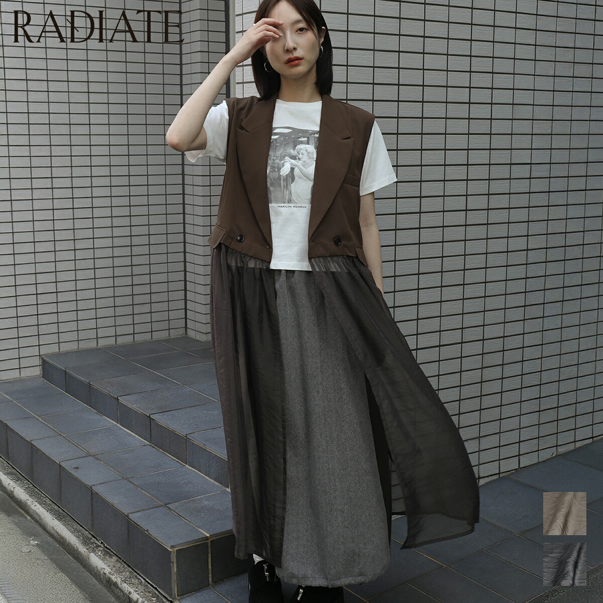 【RADIATE ラディエイト】テーラードシアーロングジレ ジレ ロングジレ トップス アウター 羽織り テーラード シアー カジュアル きれいめ かわいい 大人かわいい おしゃれ ポケット 発表会|YAMADAYA STORE