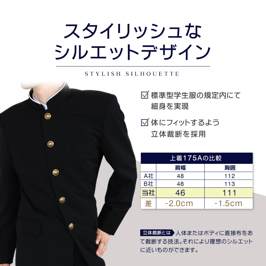 楽天市場 学生服上着 上質ウール A体 標準 スクールタイガー 瞬間消臭 ラクティブ 3wayストレッチ 学生服 上着 学ラン 高級 ブランド 日本製 高品質 男子 学生 高校生 中学生 学校 標準学生服 スクール グランルミエブティック