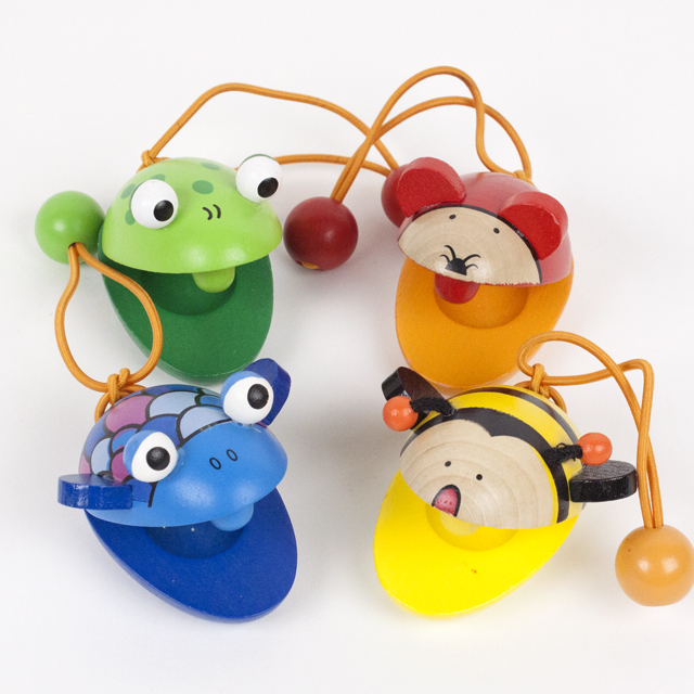 市場 goki 幼児 4種類 音育 木の カスタネット 楽器はち 知育玩具 木製 カラフル