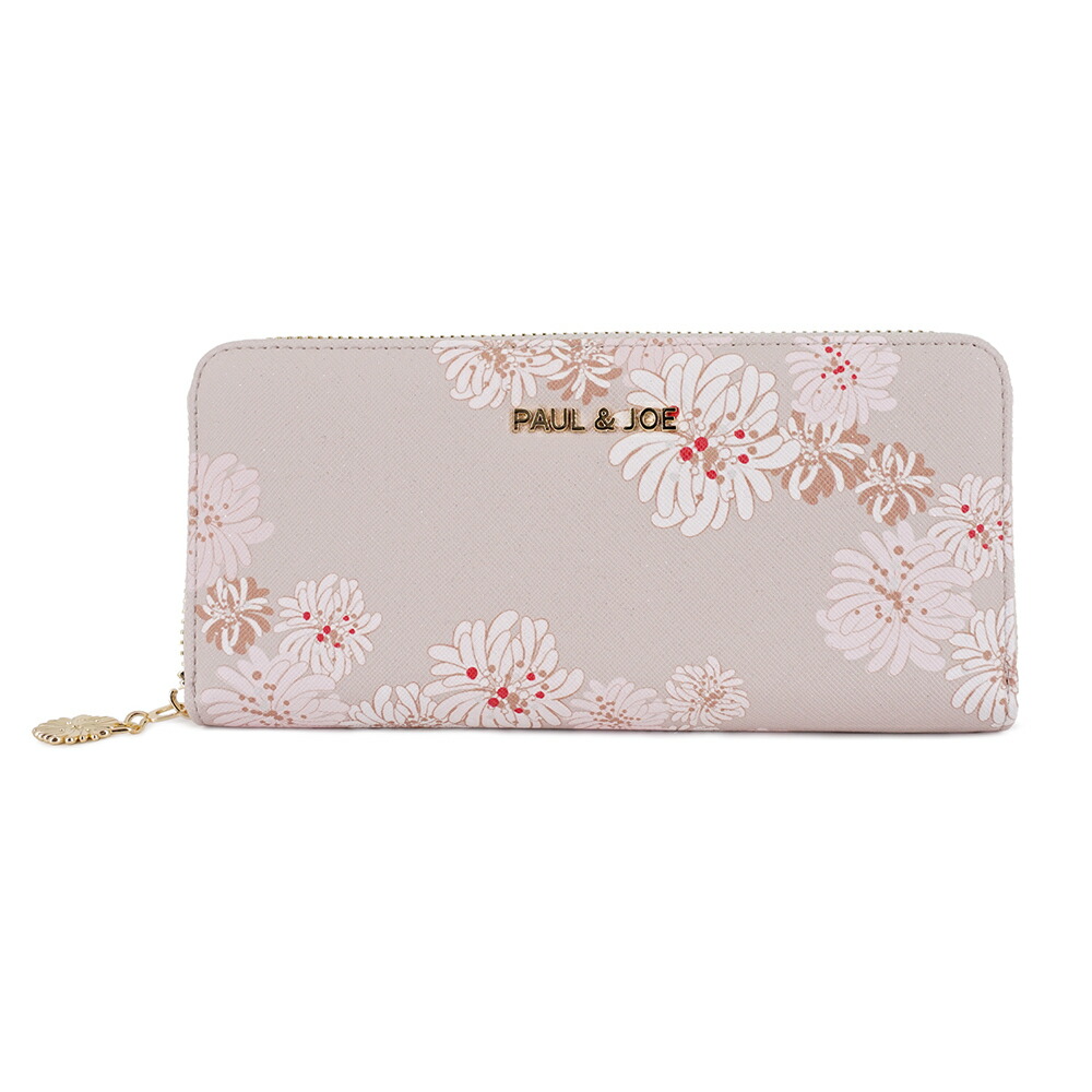 ポールアンドジョー ラウンド束入れ クリザンテーム・ラメ・ベージュ 財布 長財布 ロングウォレット おしゃれ かわいい 花柄 アクセソワ ブランド 母の日