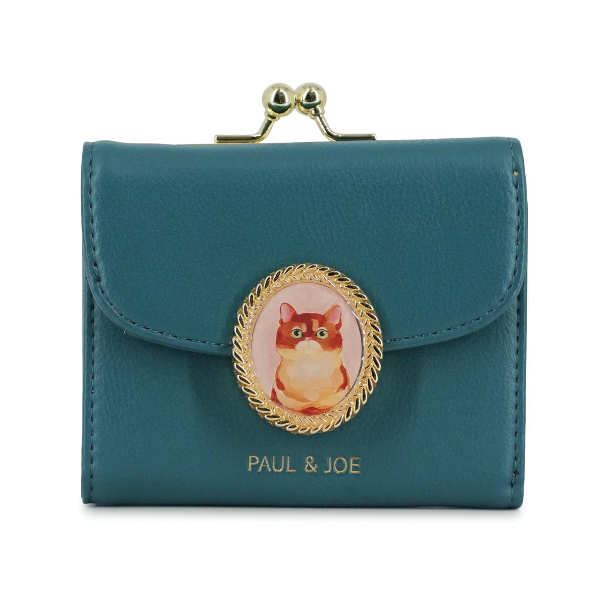 ポール&ジョー　アクセソワ　がま口財布　キャットブローチ　猫　二つ折りウォレット PAUL & JOE ACCESSOIRES ポール&ジョー 財布 二つ折り財布