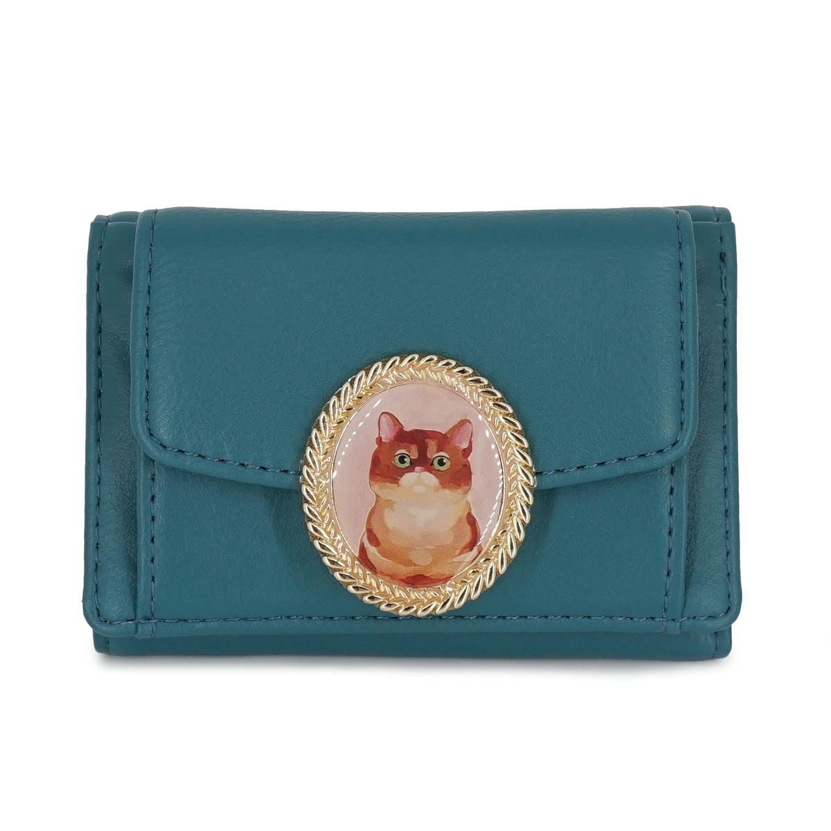 ポール&ジョー　アクセソワ　がま口財布　キャットブローチ　猫　二つ折りウォレット ポール&ジョー アクセソワ がま口財布 キャットブローチ 猫 二