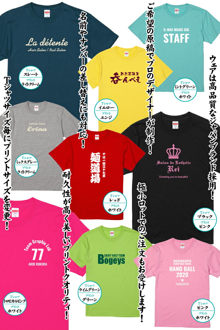 楽天市場 フリーデザイン オリジナルウェア 最大 1 0円 名入れtシャツ イベントtシャツ チームtシャツ クラスtシャツ グループtシャツ ユニフォーム Tシャツ名入れ オリジナルtシャツ Fr 101 名入れグッズの グラフィックラボ