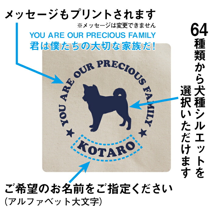 名入れ 64種類の 9カラー お散歩 ギフト シルエット ジャストサイズの セット トート バッグ プリント ミニ ミニトートバッグ ラッピング 名入れ無料 名前入り 愛犬のお名前と犬種シルエット 無料 犬種 送料無料 お気に入り 犬種