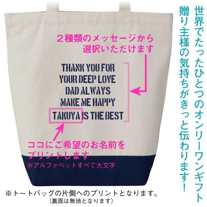 楽天市場 名入れ トートバッグ お父さん 誕生日 父の日 ギフト プレゼント アメリカ ボストン ミリタリー デザイン お父さん ありがとう トートバッグ 名前入り バッグ 送料無料 ギフト ラッピング セット 無料 Bg 105 名入れグッズの グラフィックラボ