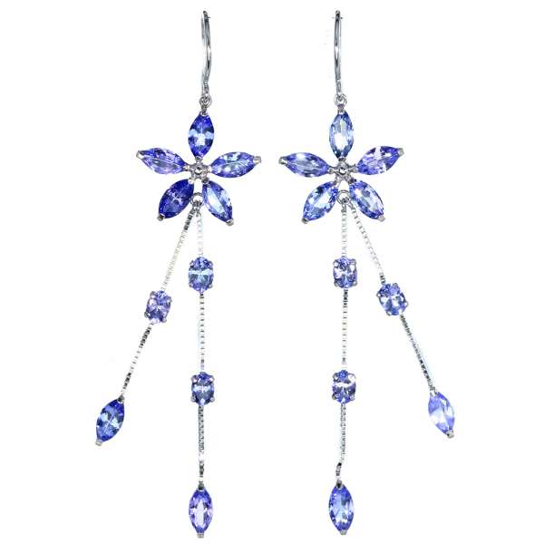 Gallery Rare Tanzanite Earrings Flower Total 4 20 Ct Tanzanite Earrings Flower Total 4 20 Ct K18wg White Gold Jewelry