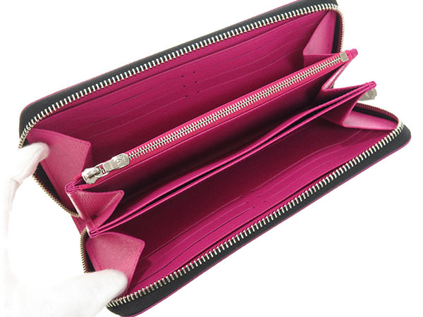 Gallery Rare: LOUIS VUITTON Epi Zippy Wallet Epi Leather Noir Hot Pink M64838 | Rakuten Global ...