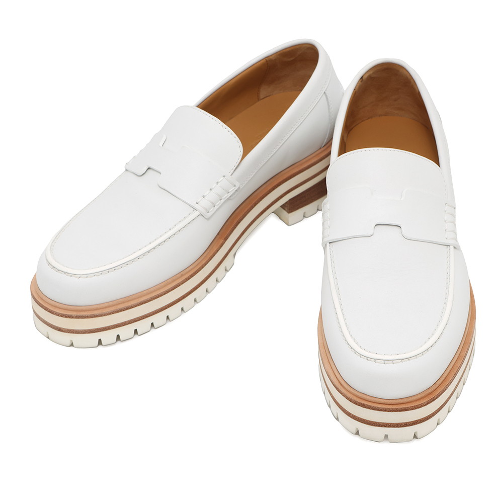 ⭐︎エルメス⭐︎ コンスタンス　ローファー　モカシン　パリ　白　36 シューズ 完売必至! 【エルメス】 モカシン パリ ローファー 白 レザー