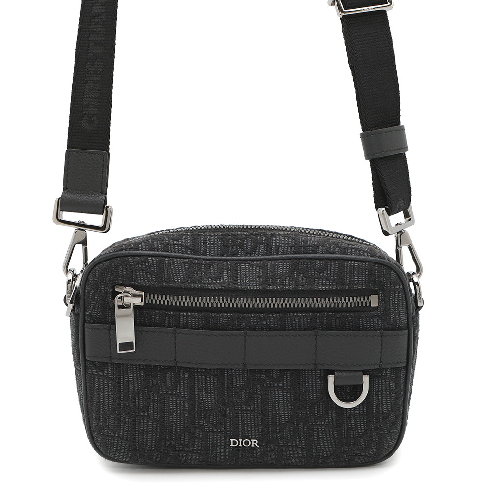 Christian Dior ショルダーバッグ アイボリー/ブラック クリスチャンディオールサファリバッグミニ オブリーク 2WAY 黒