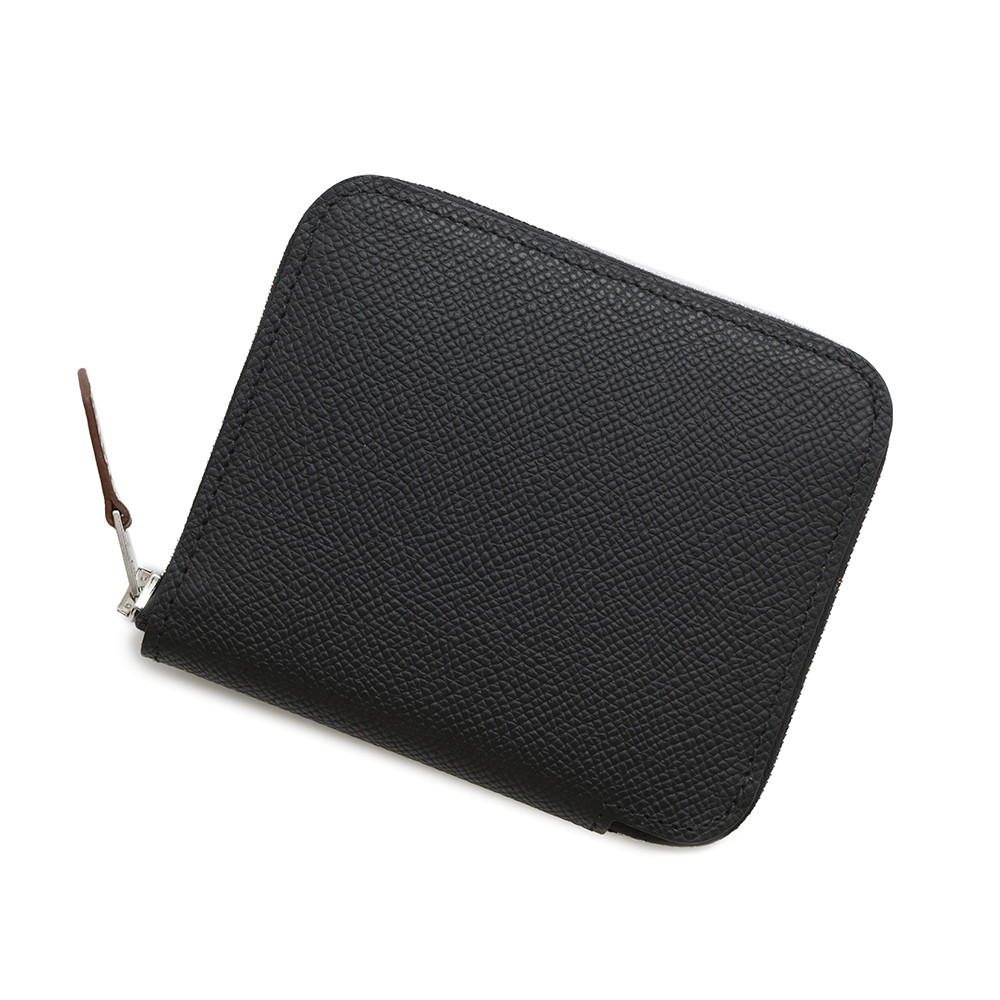 エルメス コインケース アザップコンパクト シルクイン ブラック/シルバー金具 エプソン K刻印 黒 エルメス 財布 エルメス 小銭入れ HERMES WALLET