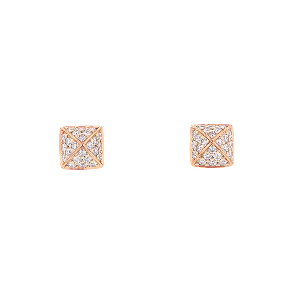 エルメス ピアス クルー・ドゥ・H ダイヤモンド 48P 計0.2ct K18PGピンクゴールド HERMES スタッドピアス Clou d H Earrings 【安心保証】 【中古】 エルメス クルー ドゥ H ダイヤモンド スタッド ピアス HERMES エルメス 中古