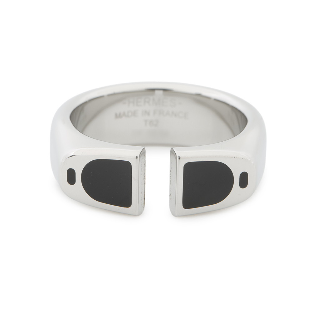 楽天市場】エルメス 指輪 ルーリーリング レザー H金具 ブラック ＃19