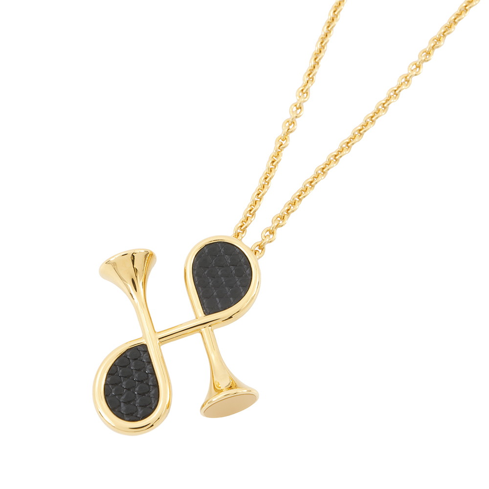 エルメス ネックレス コル H ブラック/ゴールド金具 HERMES アクセサリー 黒 【安心保証】 【中古】 エルメス アクセサリー エルメス HERMES NECKLACE