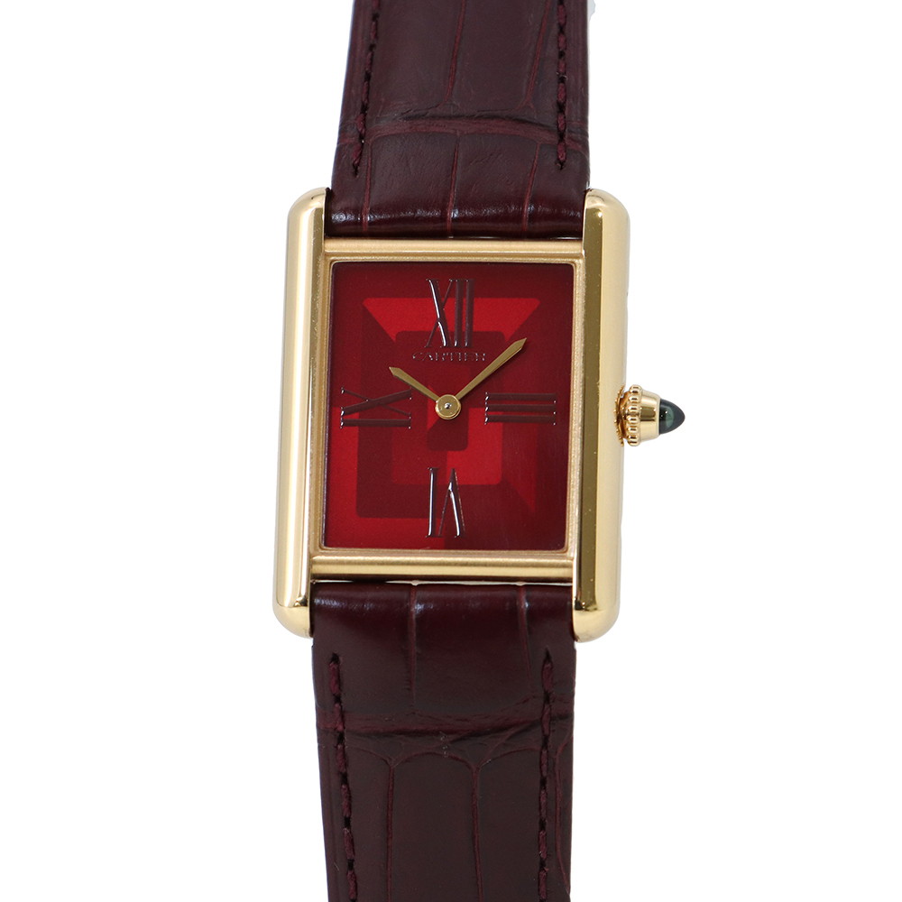 カルティエ タンク ルイ カルティエ LM WGTA0093 Cartier 腕時計 レッド文字盤 クォーツ 【安心保証】 【中古】 カルティエ タンク ルイ カルティエ Cartier カルティエ 中古