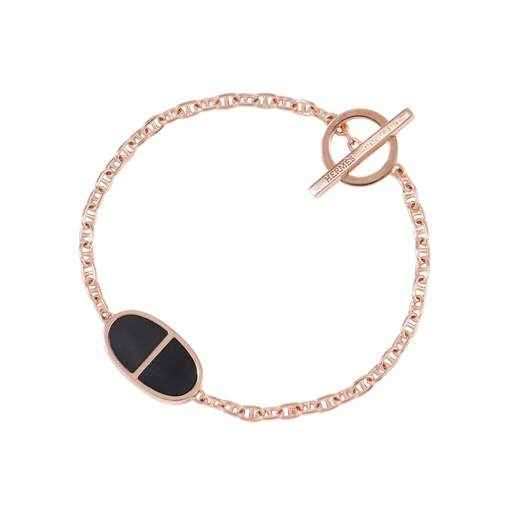 エルメス ブレスレット シェーヌダンクル ヴェルソ K18PGピンクゴールド/ブラックセラミック サイズXS HERMES ジュエリー 【安心保証】 【中古】 エルメス ブレスレット HERMES 中古｜ギャラリーレア店