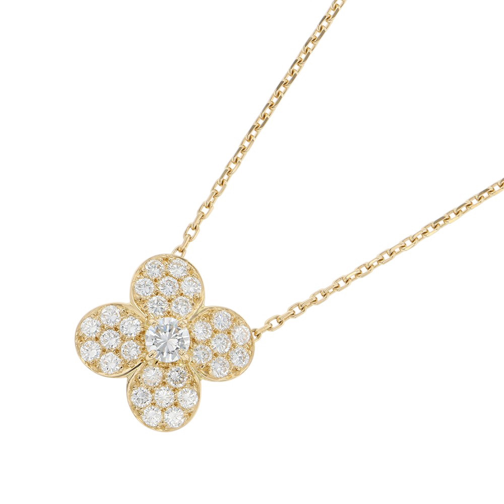 ヴァンクリ ネックレス トレフル ネックレス ラージモデル ペンダント ダイヤモンド 計1.03ct K18YG 【安心保証】 【中古】 ヴァンクリーフ&アーペル トレフル ダイヤモンド Van Cleef & Arpels ヴァンクリ 中古