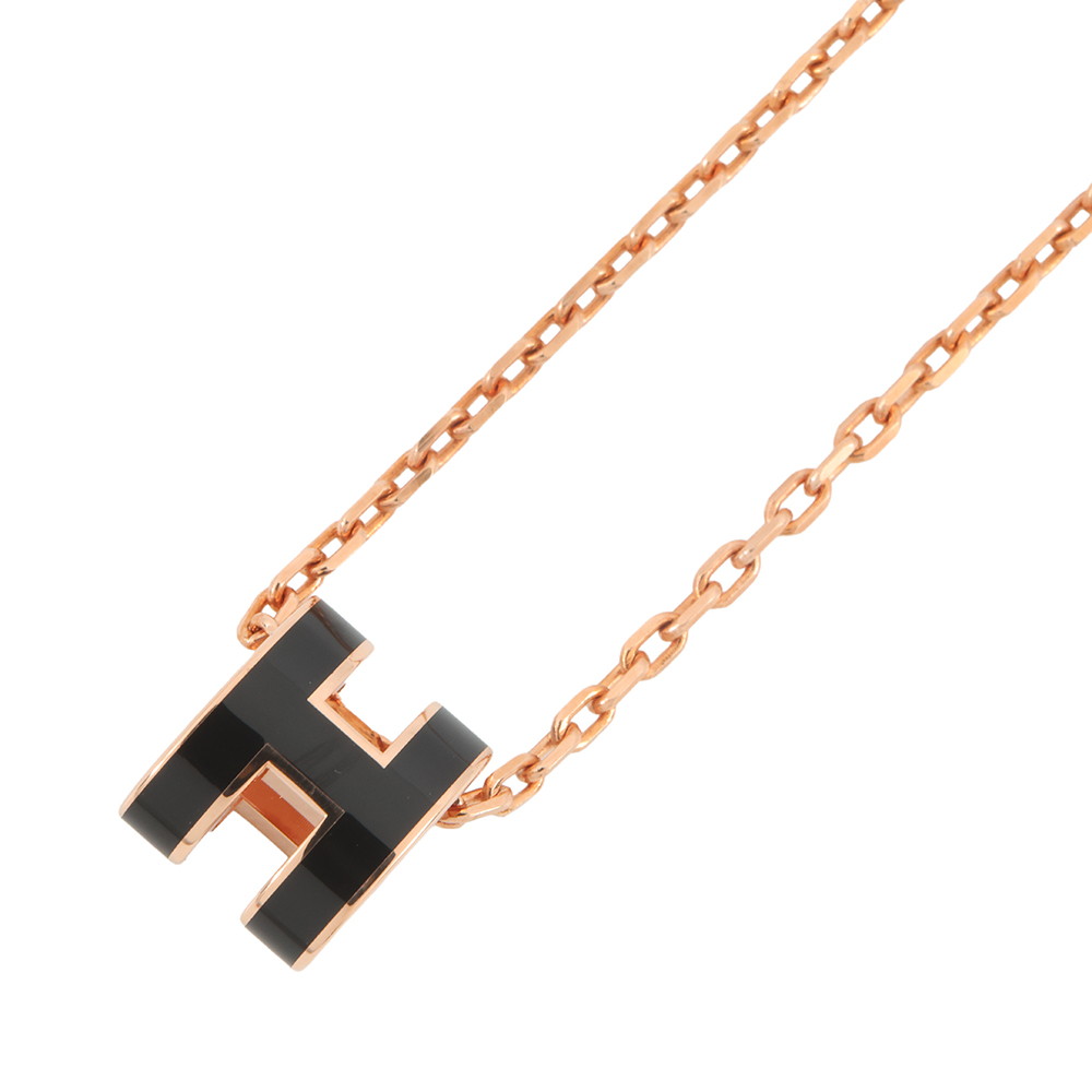 エルメス ネックレス ミニ・ポップアッシュ ブラック/ピンクゴールド金具 HERMES アクセサリー 黒 【中古】 エルメス アクセサリー エルメス HERMES NECKLACE