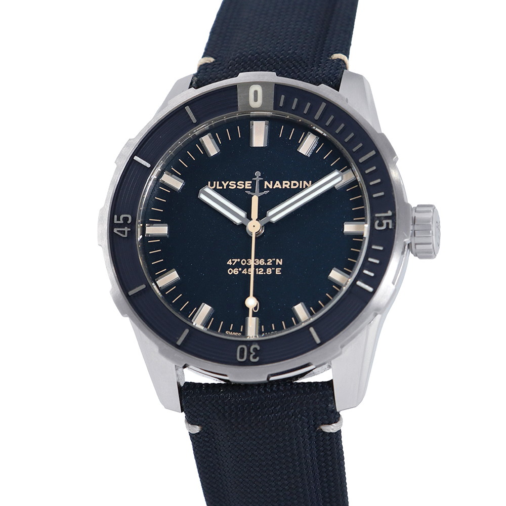 ユリスナルダン ダイバー 8163-175/93 ULYSSE NARDIN 腕時計 ブルー文字盤 【安心保証】 【中古】 ユリスナルダン ダイバー ULYSSE NARDIN ユリスナルダン 中古