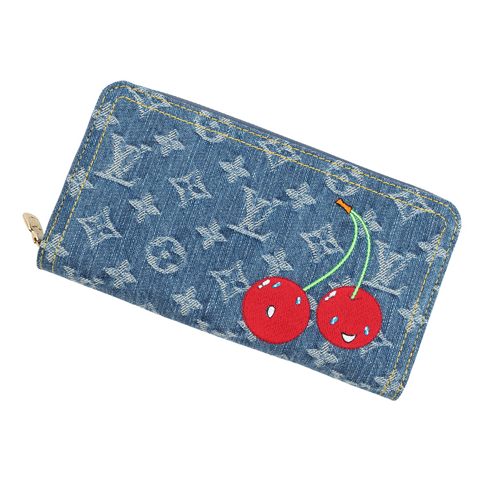 ルイヴィトン 長財布 モノグラム・チェリー デニム LV × TM ジッピー・ウォレット M23161 村上隆コラボ 【中古】 ルイ・ヴィトン 財布 LOUIS VUITTON WALLET