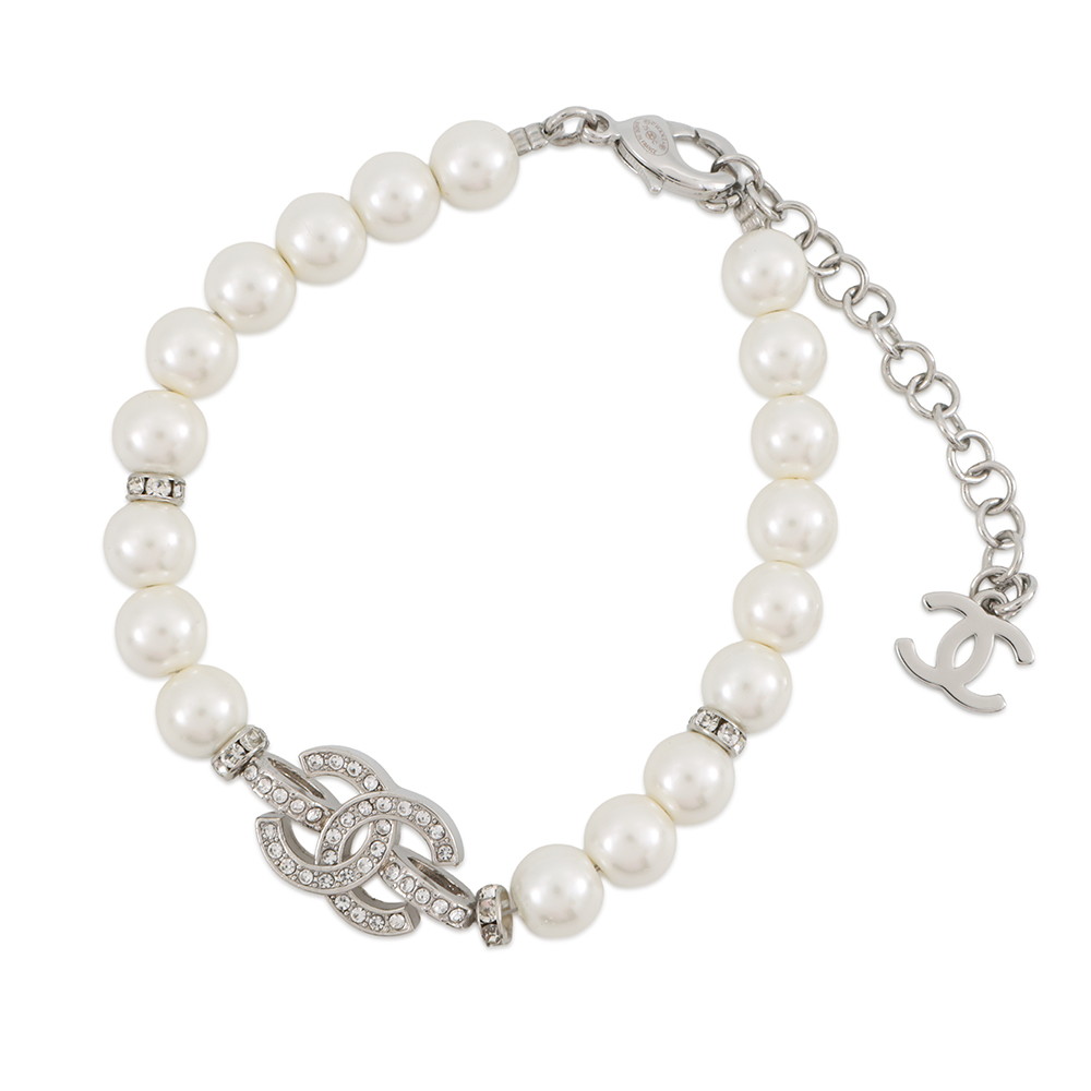 シャネル ブレスレット ココマーク フェイクパール ラインストーン 25 C ABF724 CHANEL アクセサリー 【安心保証】 【中古】 シャネル ブレスレット CHANEL BRACELET