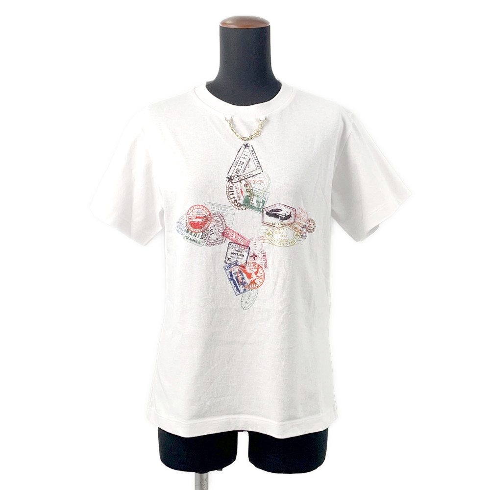 【美品】ルイヴィトン ホワイト Tシャツ スタンプ コットン100% Sサイズ 美品】Louis Vuitton ホワイト Tシャツコットン100% Sサイズ 美品