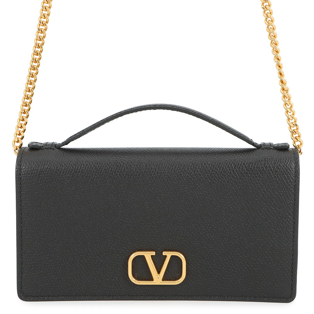 ヴァレンティノ・ガラヴァーニ チェーンウォレット Vロゴ シグネチャー カーフレザー 7W0P0W42SNP 財布 黒 【中古】 ヴァレンティノ・ガラヴァーニ 財布 VALENTINO WALLET