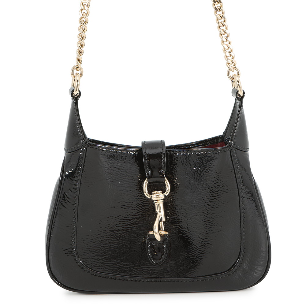グッチ チェーンショルダーバッグ ジャッキー ミニ パテント エナメル 782889 GUCCI 黒 【安心保証】 【中古】 グッチ バッグ レディース GUCCI BAG