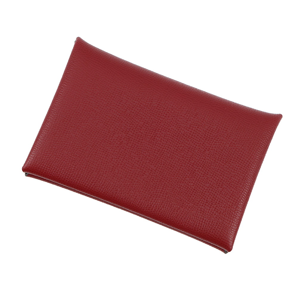 エルメス カードケース カルヴィ ルージュアッシュ/シルバー金具 ヴォーマダム W刻印 HERMES 名刺入れ 【中古】 エルメス 名刺入れ エルメス カード HERMES CARD