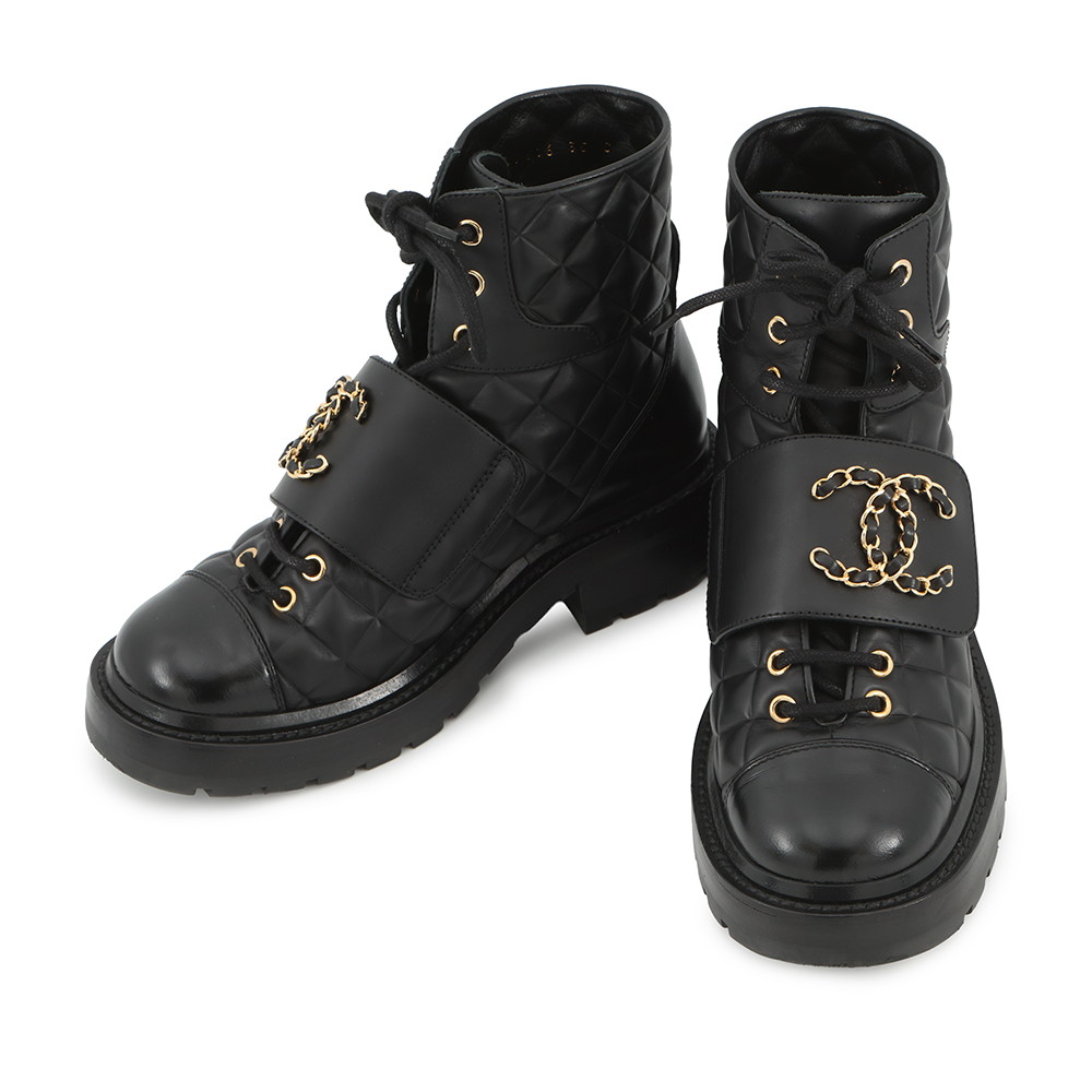 楽天市場】シャネル【CHANEL】 マトラッセ レースアップ ブーツ