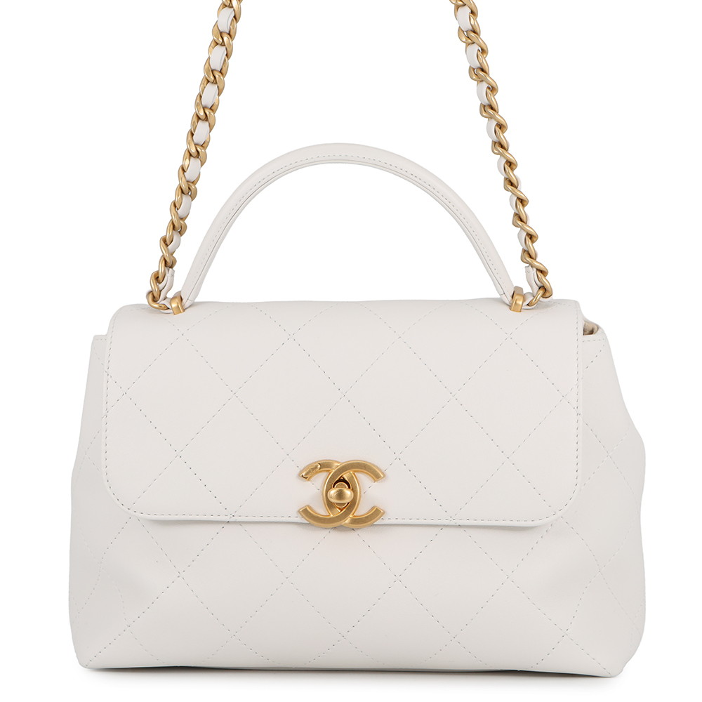 シャネル チェーンショルダーバッグ ココマーク マトラッセ トップハンドル カーフレザー CHANEL 2way 白 【安心保証】 【中古】 シャネル バッグ レディース CHANEL BAG