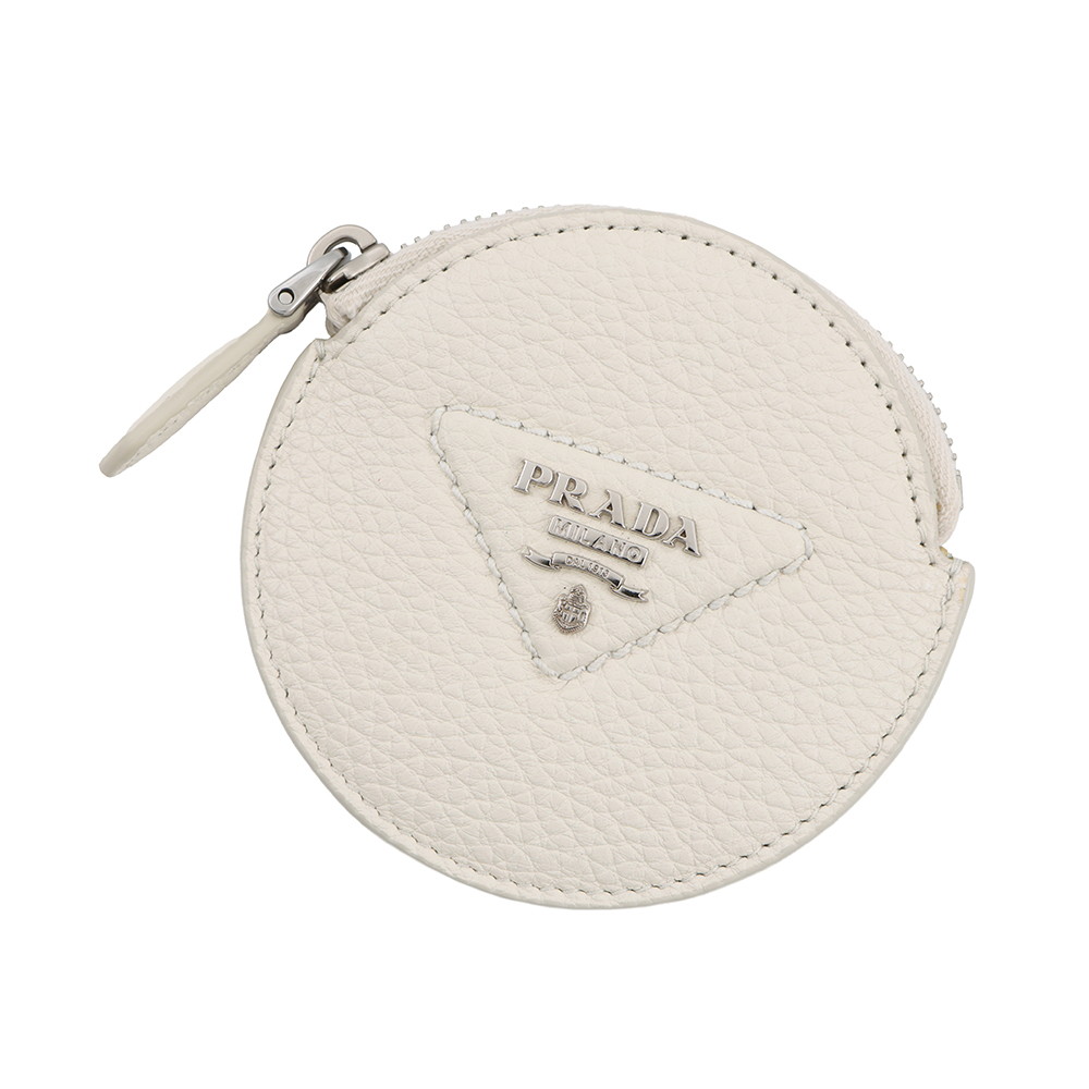 プラダ コインケース トライアングルロゴ レザー 1MM006 PRADA 白 小銭入れ 【中古】 プラダ コインケース PRADA WALLET